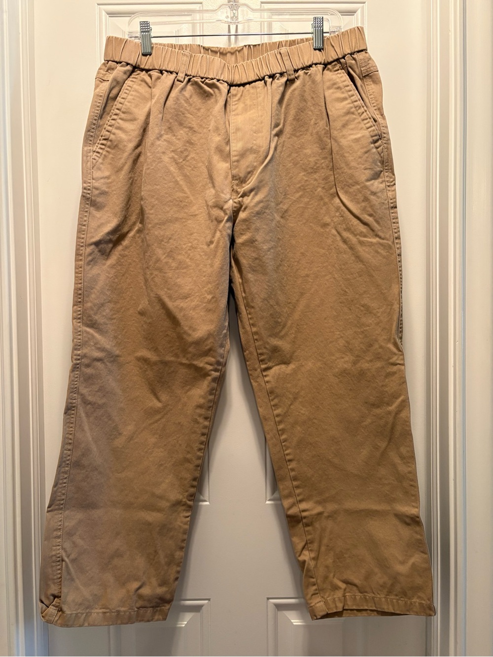 SOOJUN Men's Cotton Relaxed Fit Full Elastic Waist Twill Pants - Khaki